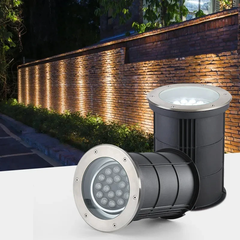 Adjustable Angle Underground Lamp Stainless Steel Buried Light Waterproof Embedded Ground Spotlight Garden Yard Decor 15W 18W