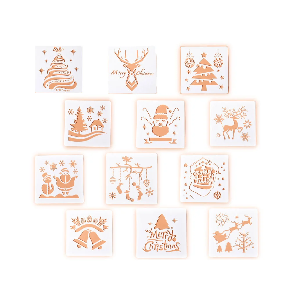 

12pcs Christmas drawing template Christmas drawing stencils Christmas Stencil for School Store Home