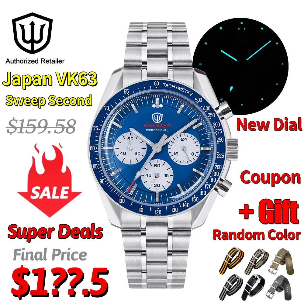 Watchdives New WD1863 Quartz Watch VK63 Chronograph Movement