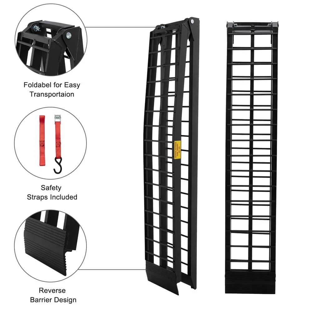 US 10 ft. 600 lbs. Capacity Aluminum Folding Loading Ramp for Motorcycle, ATV, Tractor, Truck, Trailer, Car (1-Pack)