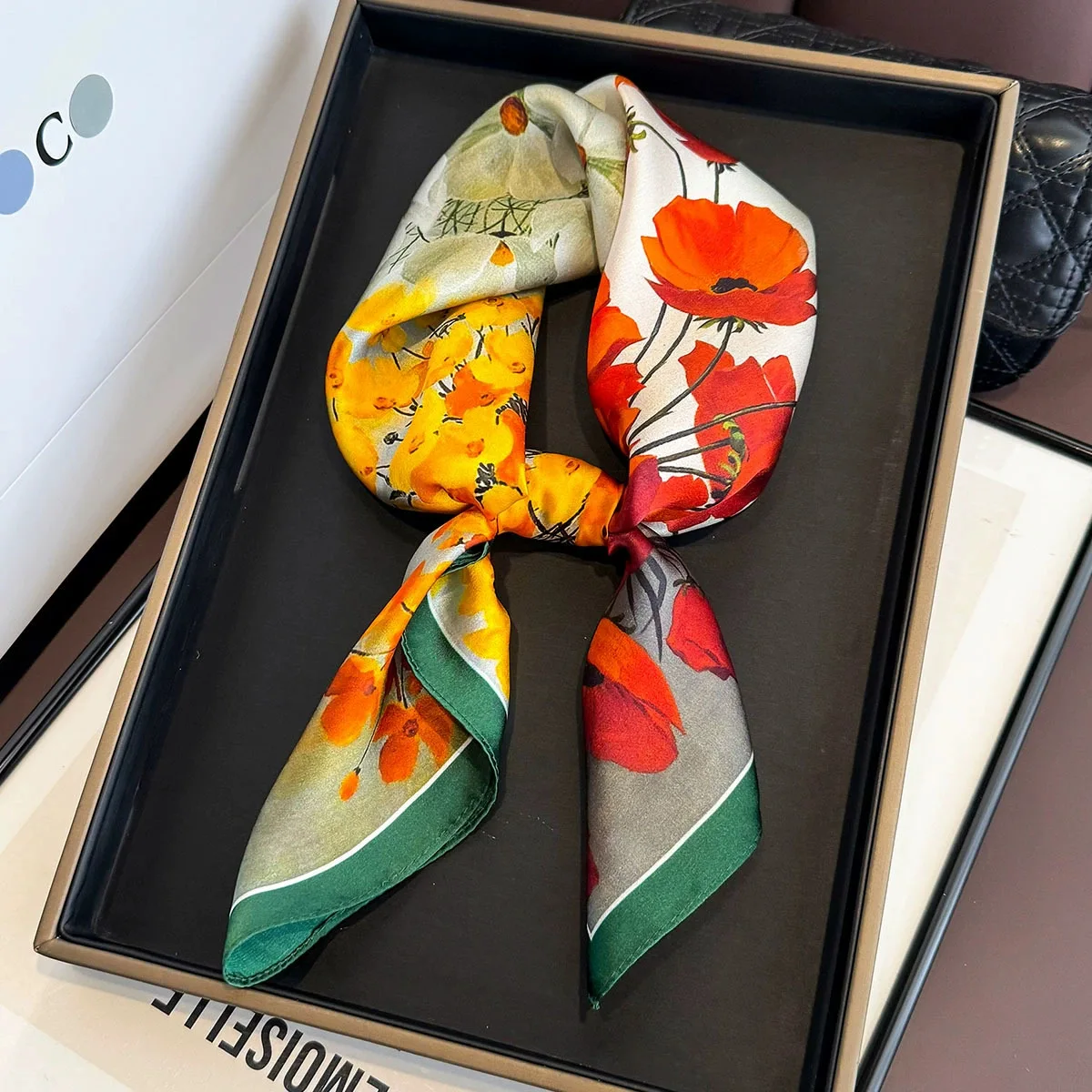 100% Mulberry Silk Square Scarf for Women