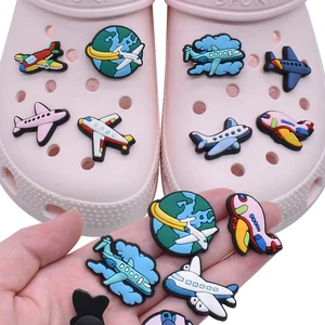 Hot Sale 1pcs PVC Shoe Accessories for Crocs Charms Plane Aircraft Badge Women Sandals Buckle Kids Pins Men Decoration Jeans