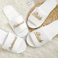 Bridal Party Slippers Set, With Embroidery, Lightweight Cozy Soft Sole Flats, for Brides, Bridesmaids, Guests & Bachelorettes 1