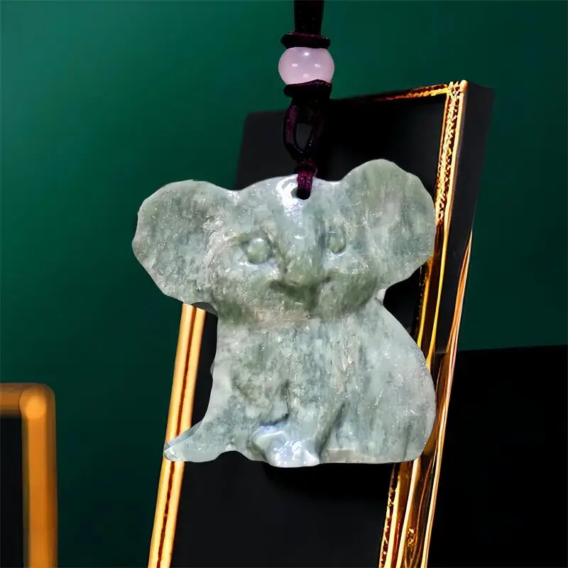 

Natural Real Jade Koala Pendant Necklace Accessories Gift Charm Vintage Carved Jewelry Fashion Gemstones Amulet