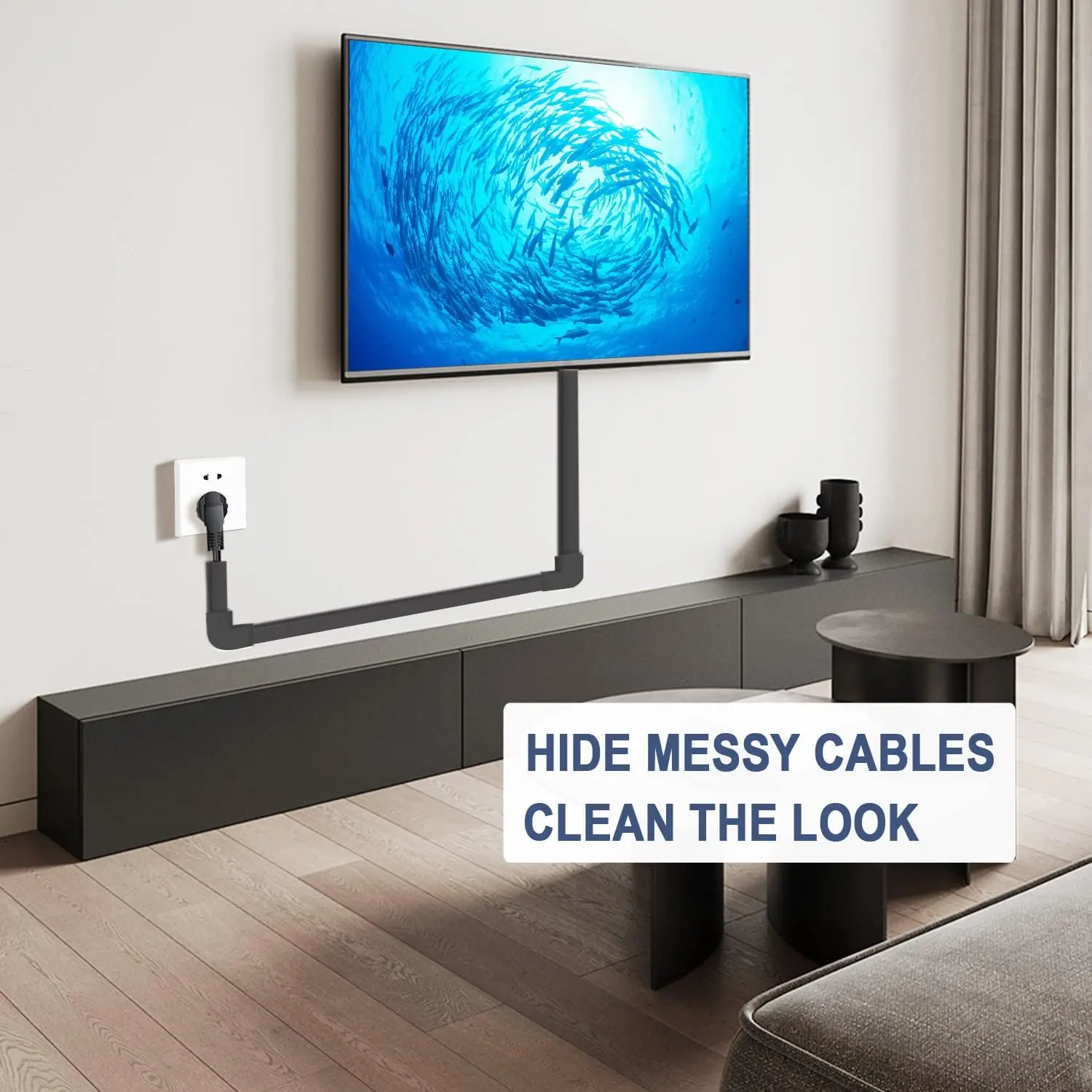Cord Cover Raceway Kit-157" Cable Concealer Wire Hider for TV Wall Mounting and Wire Management Black tv cord cover