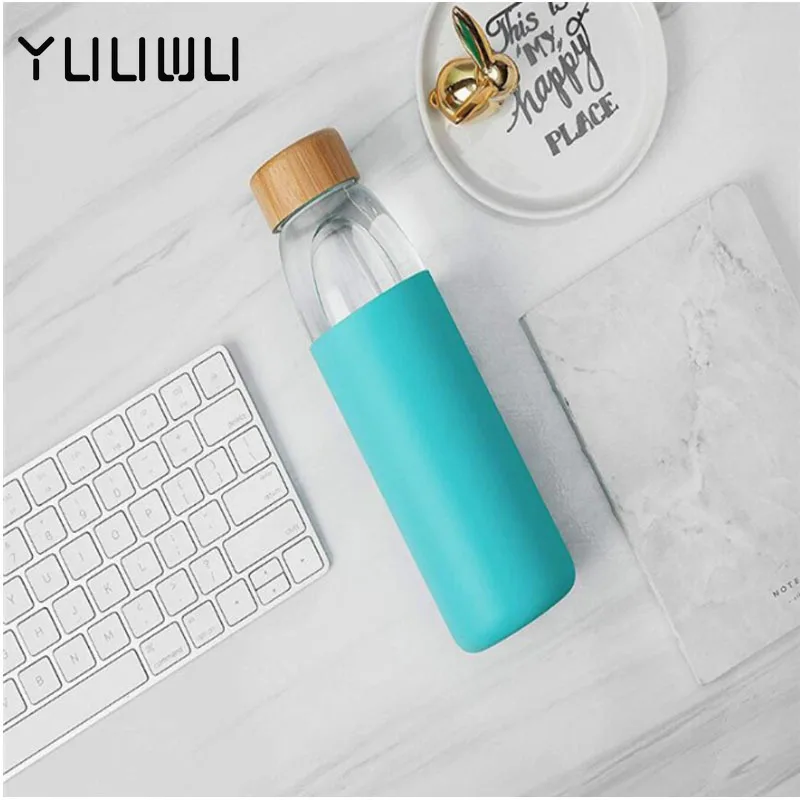 Reusable Glass Water Bottle With Anti Slip Cork Sleeve Cover, Leak Proof  Cap, Borosicilate, BPA & Plastic Free, Eco-friendly Gift, Christmas 