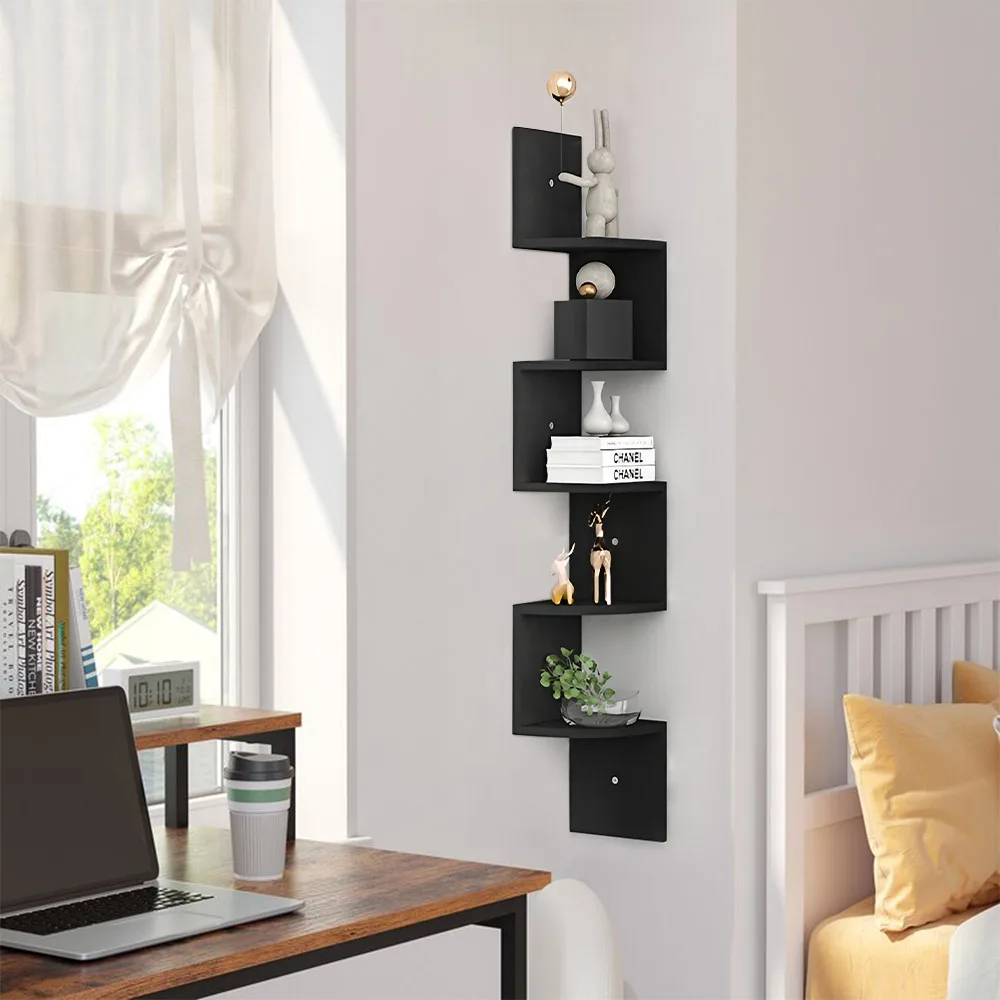 5-layer wooden wall rack corner rack wall-mounted bookshelf modern simple home decoration storage