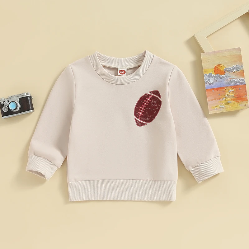

Autumn Toddler Infant Boys Girls Sweatshirts Casual Long Sleeve Round Neck Football Print Tops Fall Newborn Baby Clothes