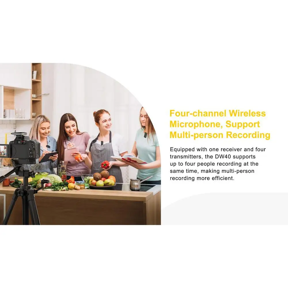 7Ryms iRay DW40 Wireless Lavalier Microphone with 4 Transmitters,48kHz/24bit Rec