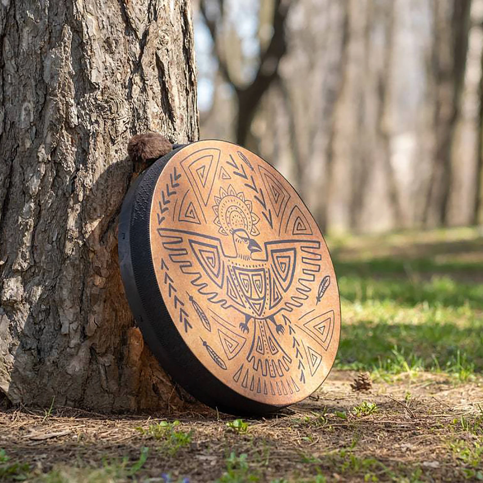 Hand Drum Musical Instruments Handmade Percussion 3D Tree Shape Shaman Drum Hollow Back Sound Of Music Decoration Full Of Myster