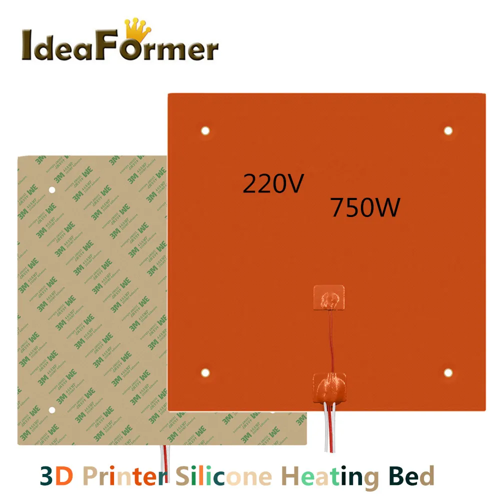 24V/220V Silikon-Heizbett heizkissen 500/750W Heizbett  220*220/235*235/300*300/310*310mm selbst klebende Therm istor  3D-Druckerteile - AliExpress