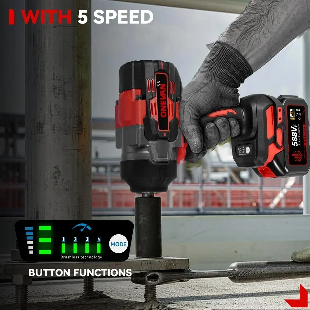 Brushless 2800N.M Electric Impact Wrench 2800W 1/2 Inch Cordless Torque Wrench Screwdriver Power Tool For Makita 18V Battery 3