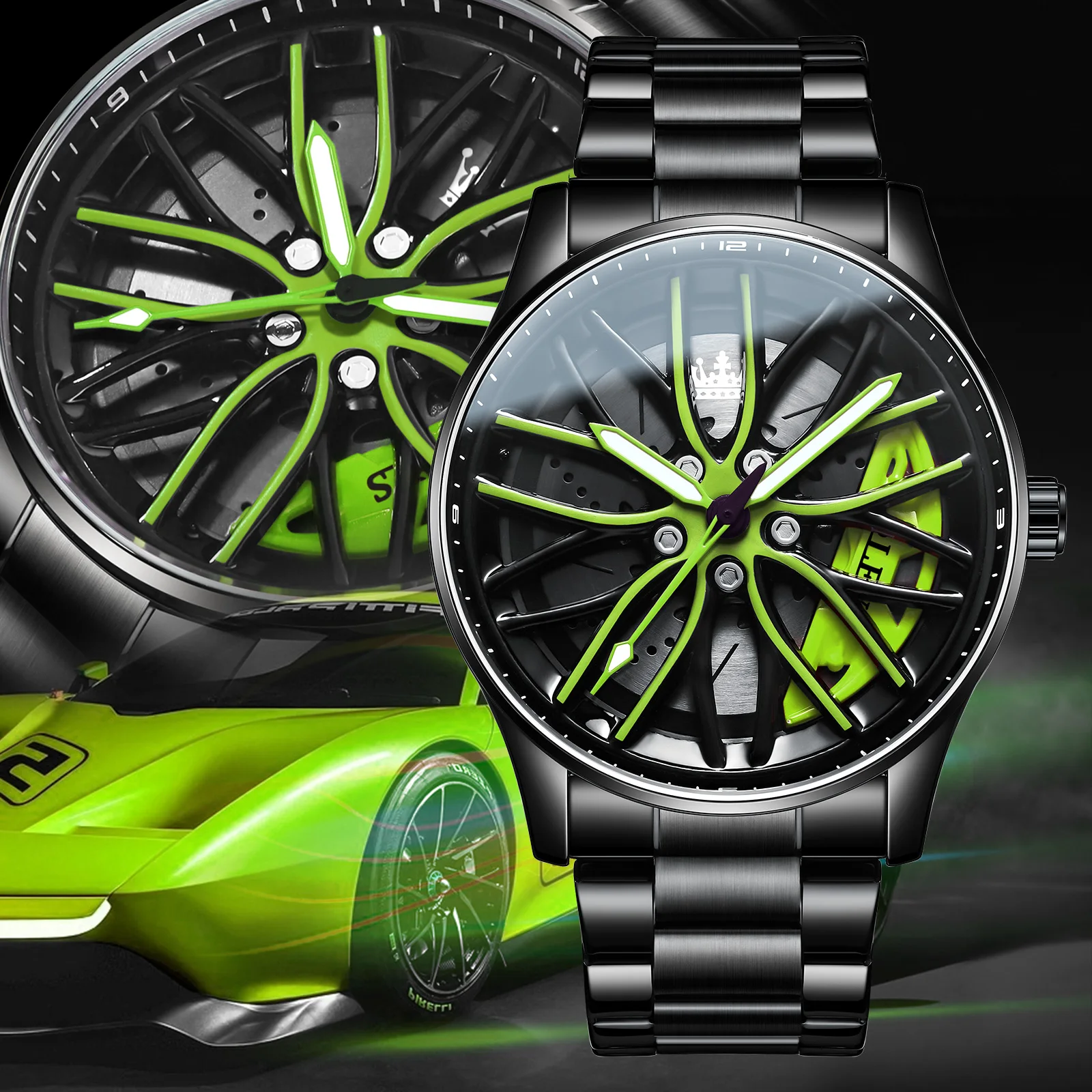 2025 Nuovo Sport Car Wheel Rim Hub Orologi da uomo Design personalizzato Top Brand di lusso Rim Hub Orologio in acciaio impermeabile Relogio Masculino  1511