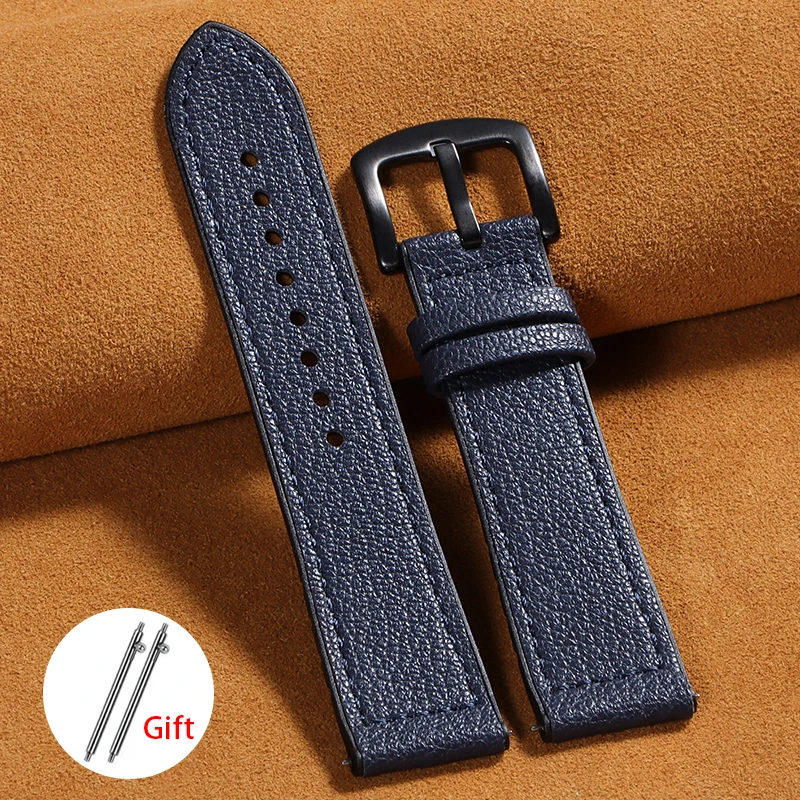Premium Leather Silicone Hybrid Watch Band - Soft, Waterproof, Quick Release Strap