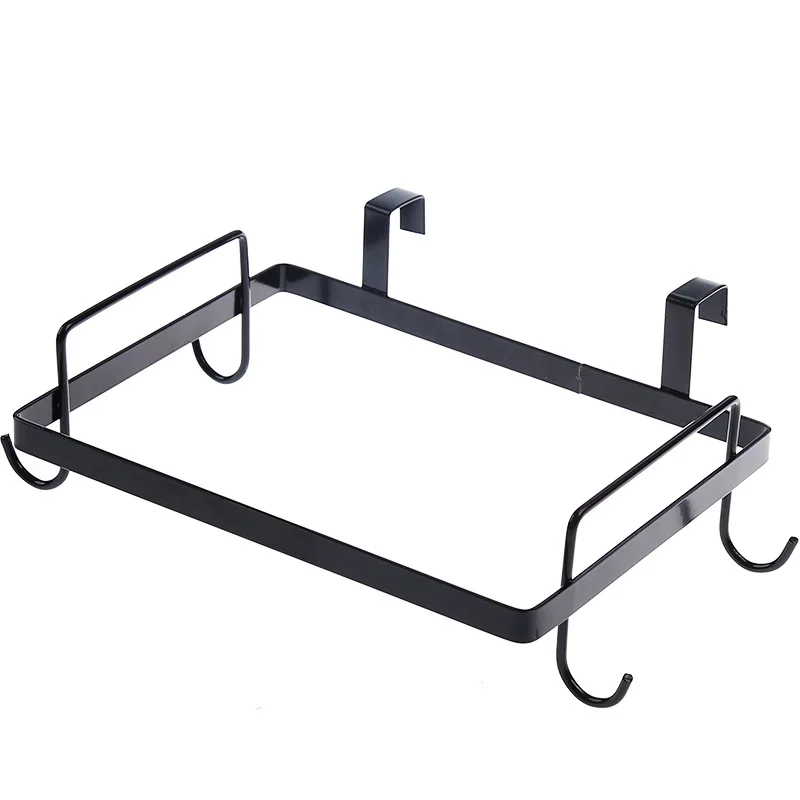 Kitchen Garbage Bag Holder Iron Hanger Metal Trash Rack Cupboard Door Back Hanging Kitchen Storage Trash Rack Accessories Tools 6