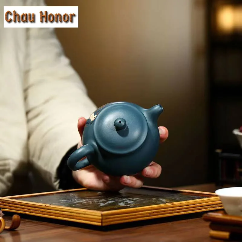 200ml Authentic Yixing Raw Ore Azure Mud Zisha Teapot Handmade Painting Household Kung Fu Teaset Tea Ceremony Customized Gifts