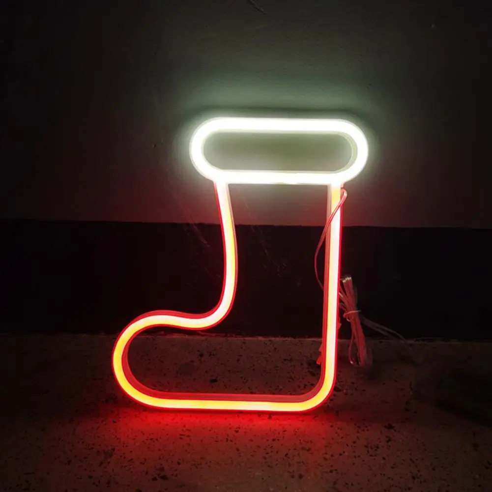

Светодиодная неоновая лампа, яркие рождественские чулки, Usb/работают от батареек