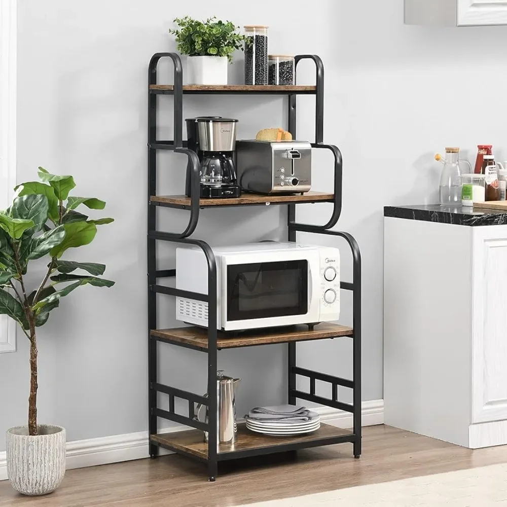 

Metal 4-Tier Kitchen Bakers Rack With Storage Shelf Standing Microwave Oven Stand Rack Spice Rack Organizer Freight Free Shelves