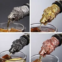 1PC Animal Head Wine Pourer Zinc Alloy Deer Elk Lion Leopard Wolf Eagle Dragon Wine Pour Spout Stopper Club Bar Accessories 3