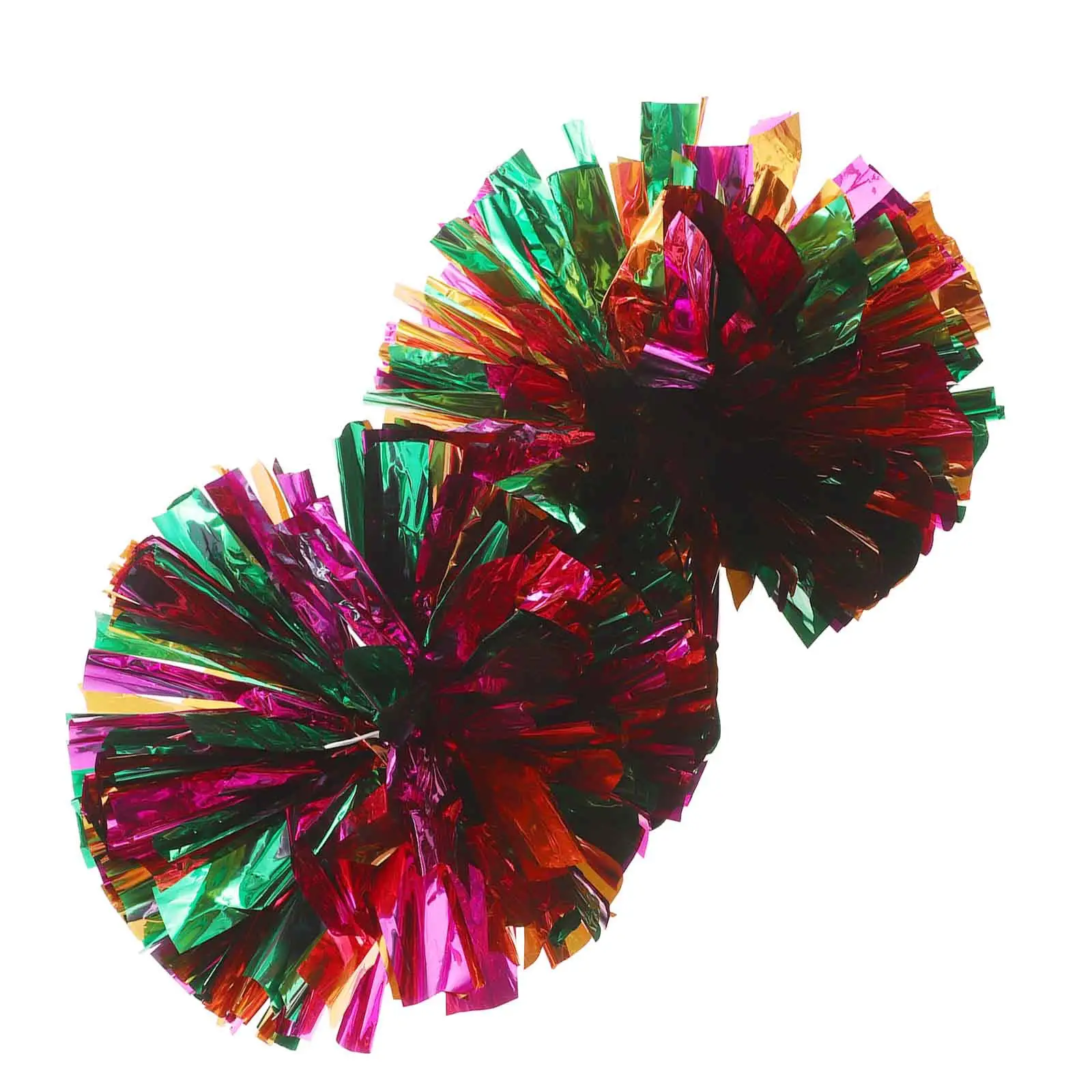 2개 세트 메탈릭 치어리딩 폼폼, 손잡이가 강화된 풍성한 치어리딩 소품, 스포츠..