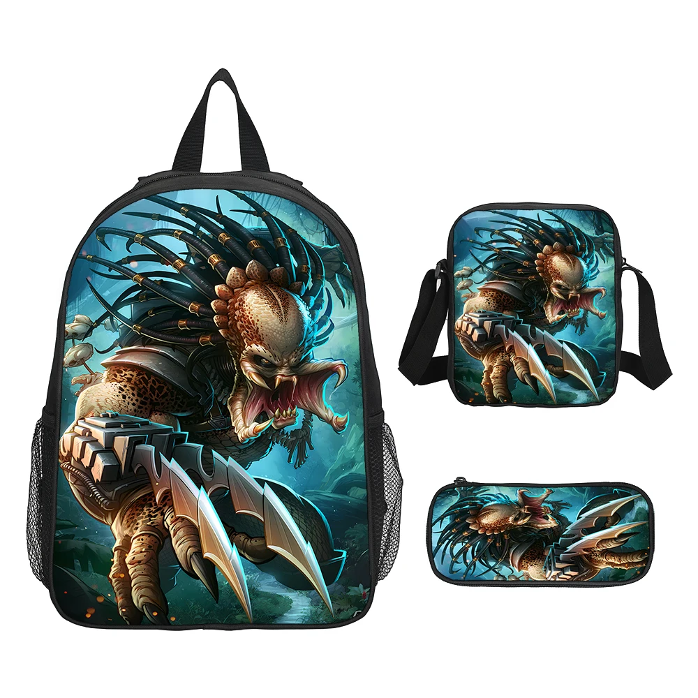 Alienss VS Predator Child School Backpack Shoulder Bags Pencil Case Book Bags For Grades1-3 Students Backpack 6