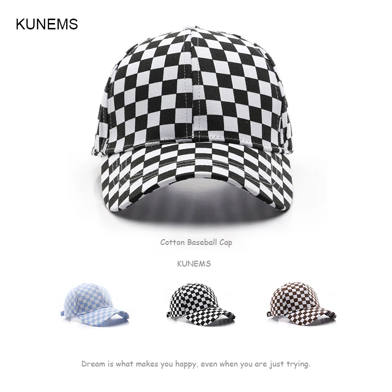 

KUNEMS Fashion Chessboard Plaid Baseball Cap for Women and Men Casual Outdoor Sun Hat Sun Protection Snapback Peaked Cap Unisex