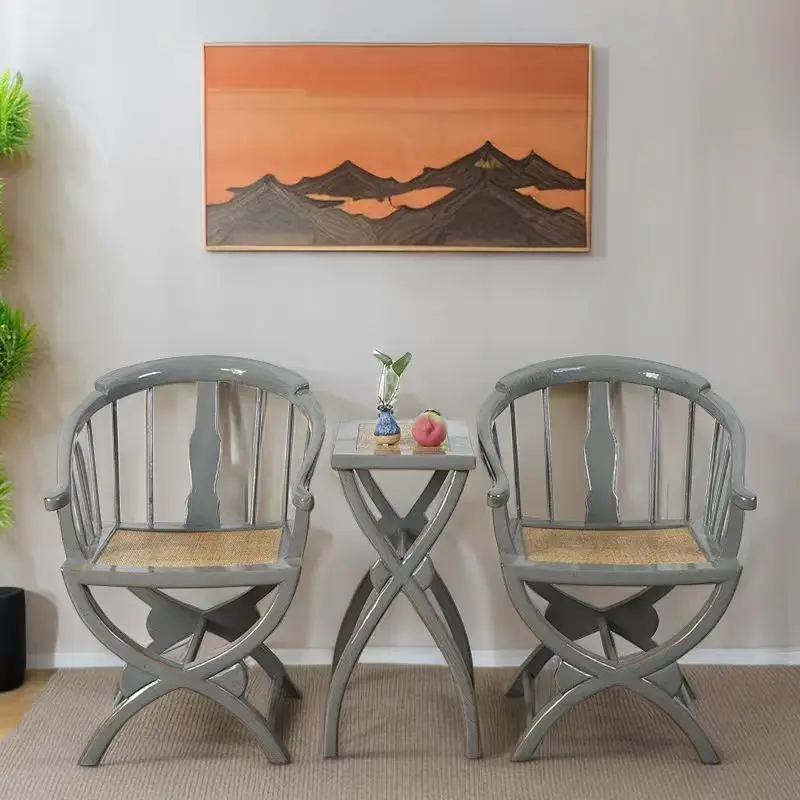 

Chinese Solid Wood Armchair Palace round-Backed Armchair Three-Piece Set Armchair Master Chair