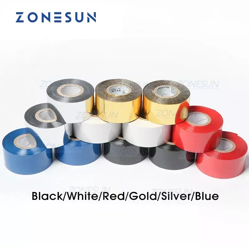 ZONESUN Thermal ribbon of ribbon printing machine, 30*100m, date printing ribbon for plastic and paper(5roll/lot) 2