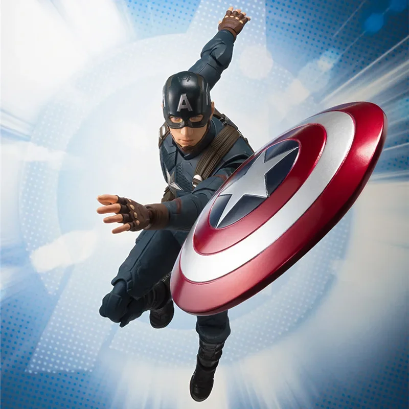 Captain America 15Cm Marvel Avengers Action Figure Scultura In Pvc Modello Anime Statue Toys Desktop Car Decor Regalo Di Compleanno Giocattoli