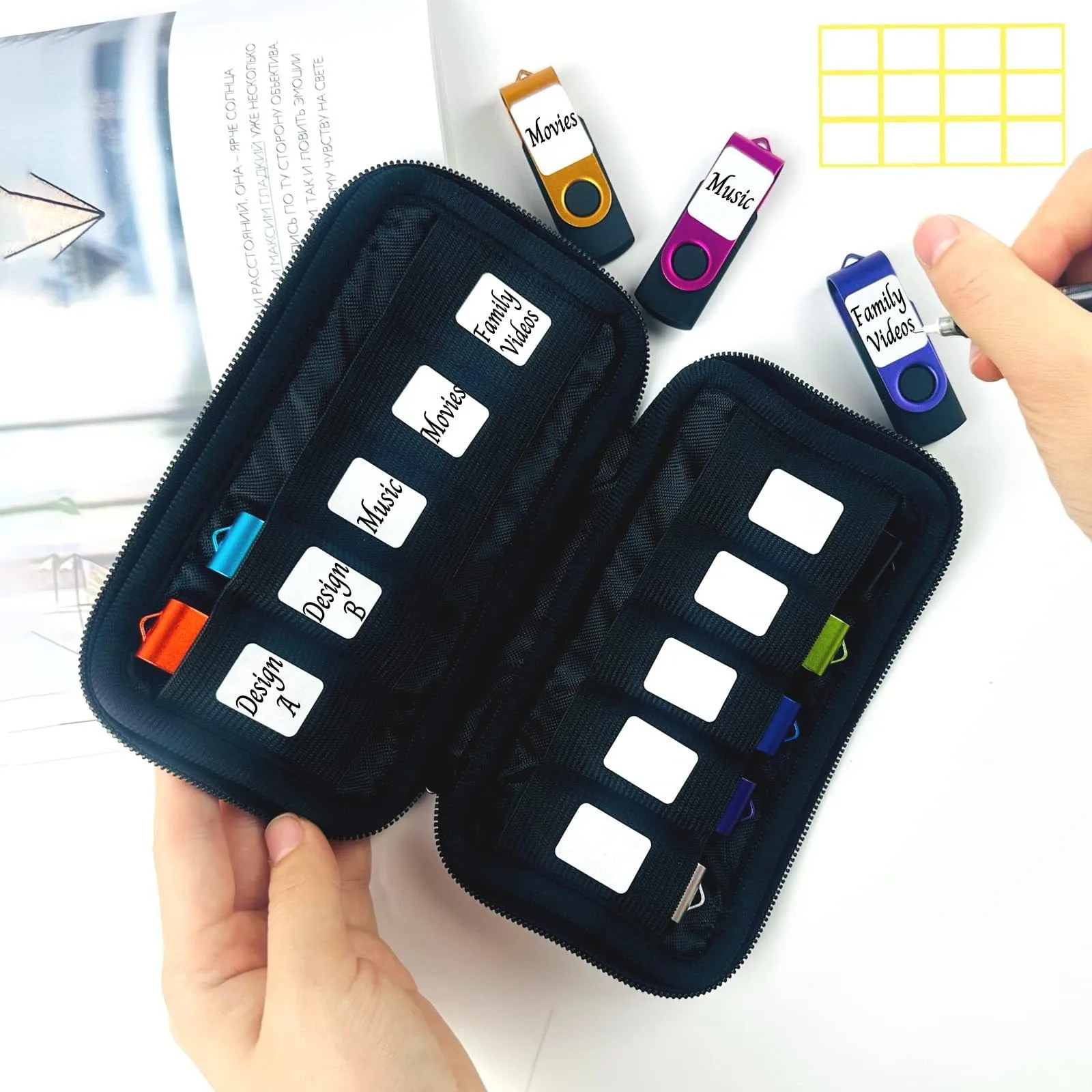 Portable storage bag for USB flash drives and U shields large-capacity protective cover bag for USB flash drives