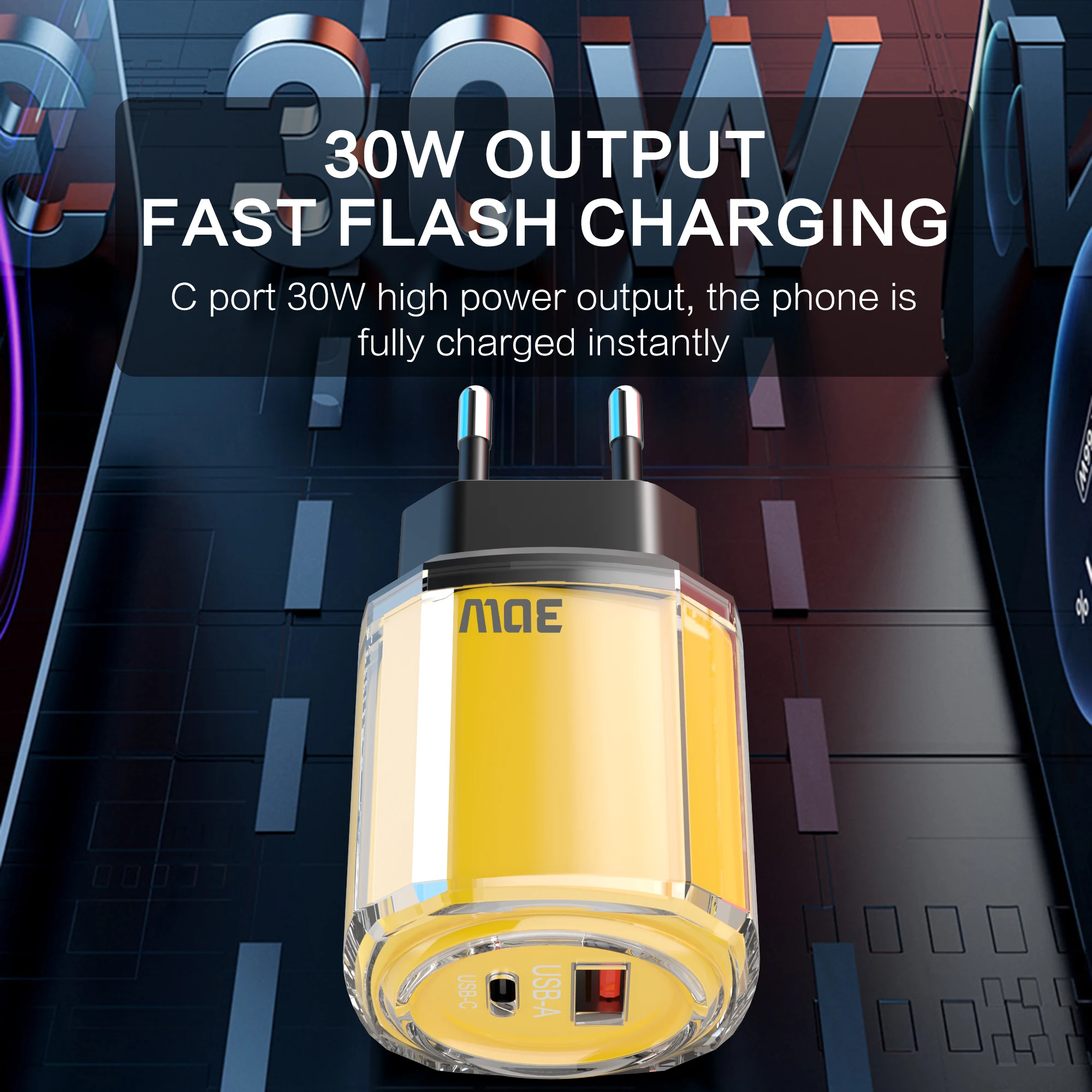 30W USB Fast Charger Quick Charge QC3.0 Phone Adapter For iPhone 16 15 14 Pro Samsung S25 Xiaomi Huawei USB Type C Phone Charger