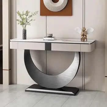 Tavolo Console Americano Contemporaneo, Tavolo da Ingresso Industriale, Lusso Leggero, Stile Nordico, Arredamento per Soggiorno