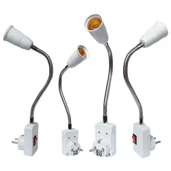 Adjustable E27 Lamp Holder with Switch - Flexible Light Bulb Socket Converter - US Plug (30cm)