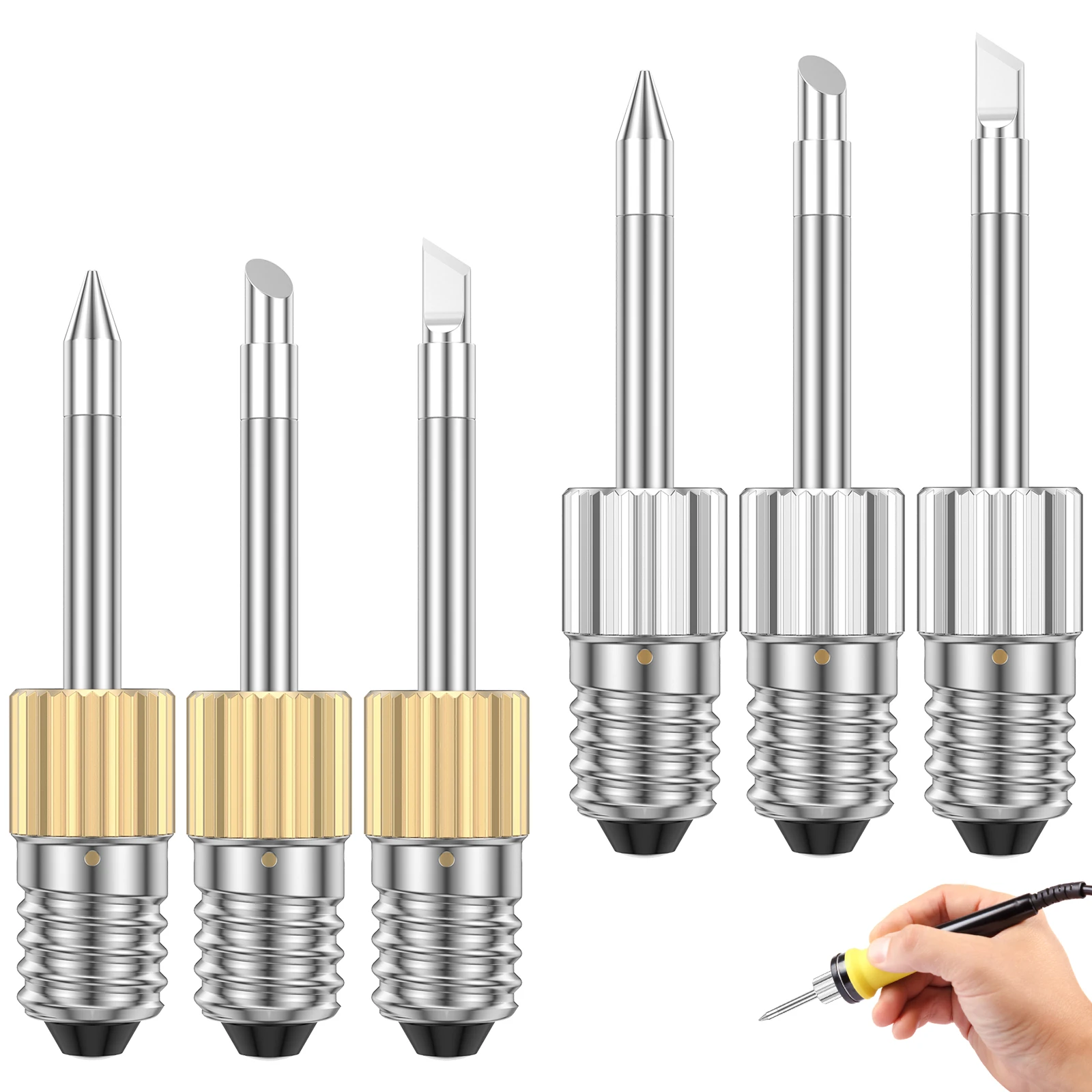 

6Pcs Electric Soldering Iron Tips E10 USB Soldering Iron Replace Tip 3 Styles Soldering Tips Heat-Resistant Welding Accessory