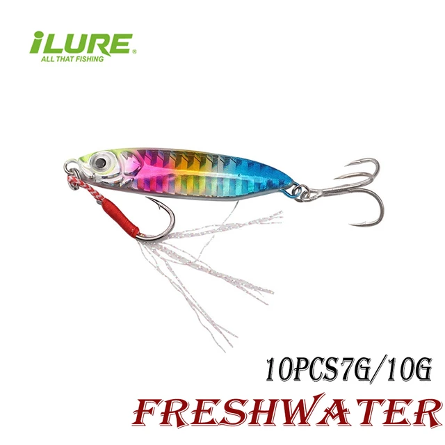 ILURE Artificial Hard Bait for Fishing Metal Casting Jig Spinner Spoon  Fishing Lures Freshwater Bass Fishing Wobblers 7g10g10Pcs