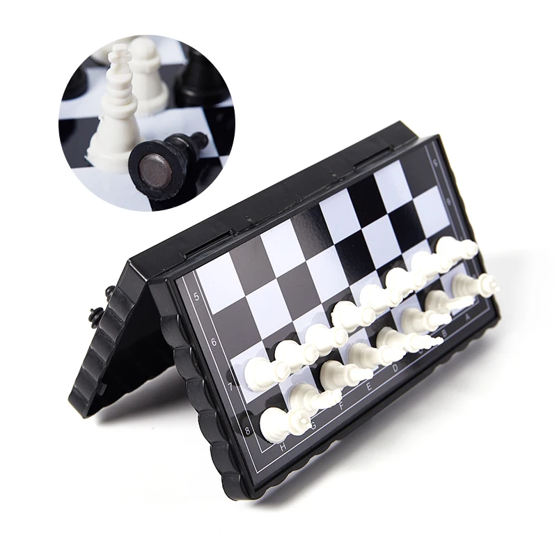 chess plastic folded board international magnetic chess set high grade exquisite chess games board game set gift entertainment 1set Mini International Chess Folding Magnetic Plastic Chessboard Board Game Portable Home Outdoor Kid Toy Lightweight