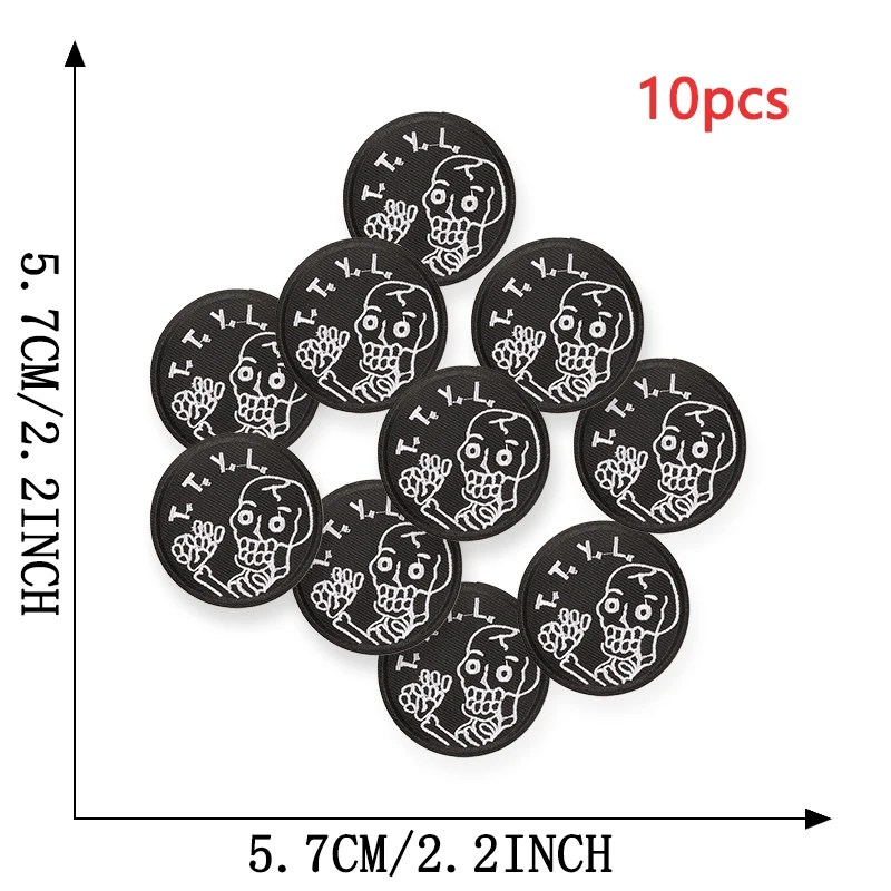 Confezione Da 2 Toppe Ricamate Con Teschio Medio, Scheletro - Foto 9