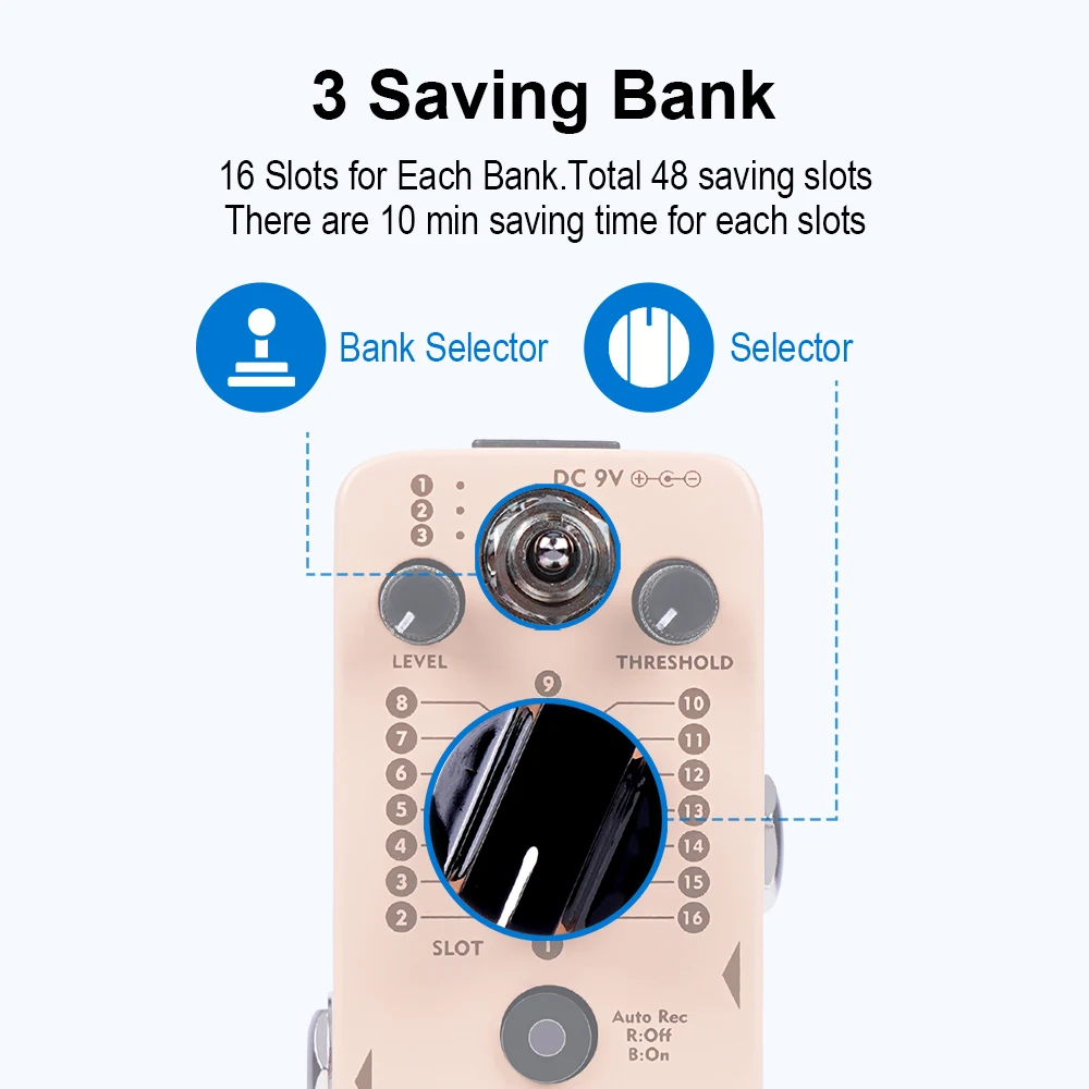 AITONE Series AT-07 Looper Pedal Auto Recording Mode 3 Saving Banks with 16 Slot