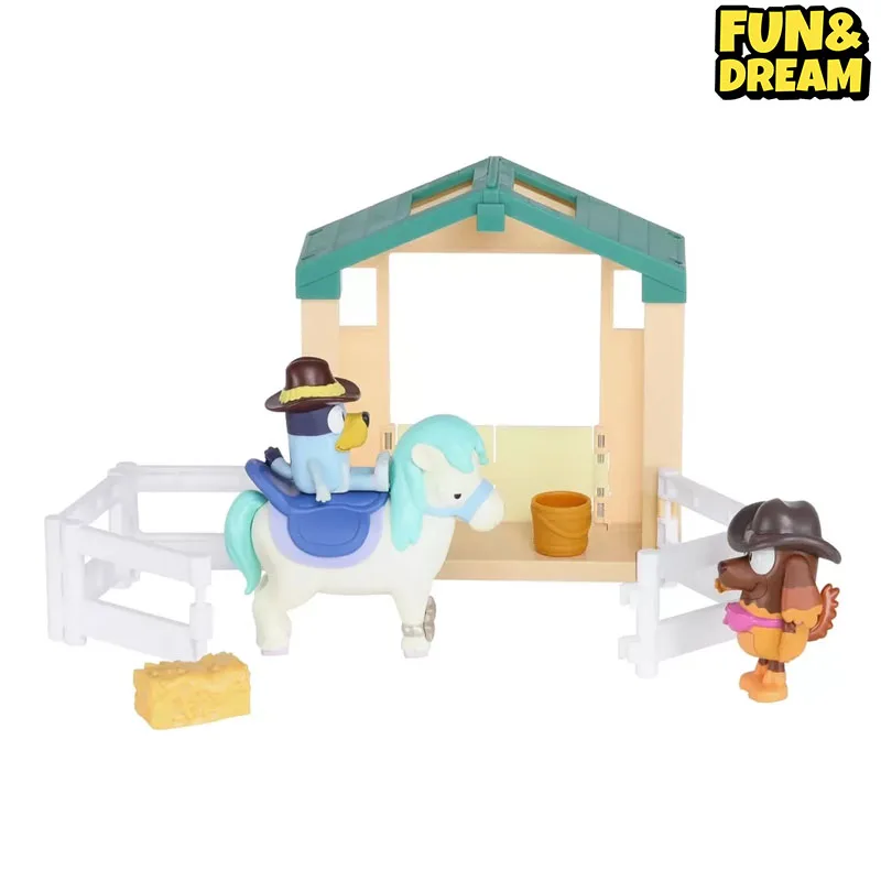 Bluey Play House Toy Pony Equestrian Set Includes Two Dolls Birthday Gifts Kids Play Home Toys For Playing With Stables 3