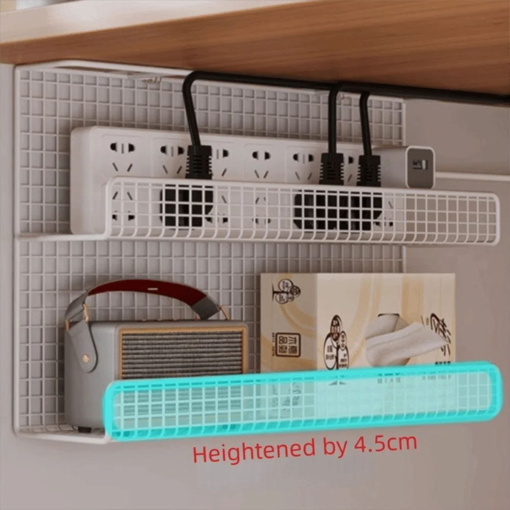 high quality under desk cable management tray with clamp metal wire socket storage no drill wiring storage rack office 4 High Quality Under-desk Cable Management Tray with Clamp Metal Wire Socket Storage No Drill Wiring Storage Rack Office 4