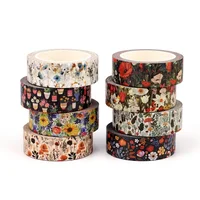 2025 NEW 1PC 10M Decor Wild Flowers Paper Washi Tapes Set for DIY Scrapbooking Adhesive Masking Tape Cute Journaling Stationery 1