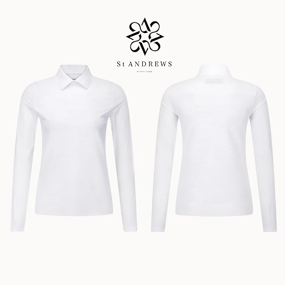 ST ANDREWS 2024 Autumn New Women's Golf Clothing Slim-fit Breathable Casual Versatile Long-sleeved Polo Shirt 4