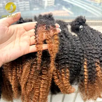 Ombre Afro Kinky Curly Human Hair Bulk Extension No Weft 16inch 30g/Bundle for Permanent Micro Locs/Twists/Braids/Repair Locs 1