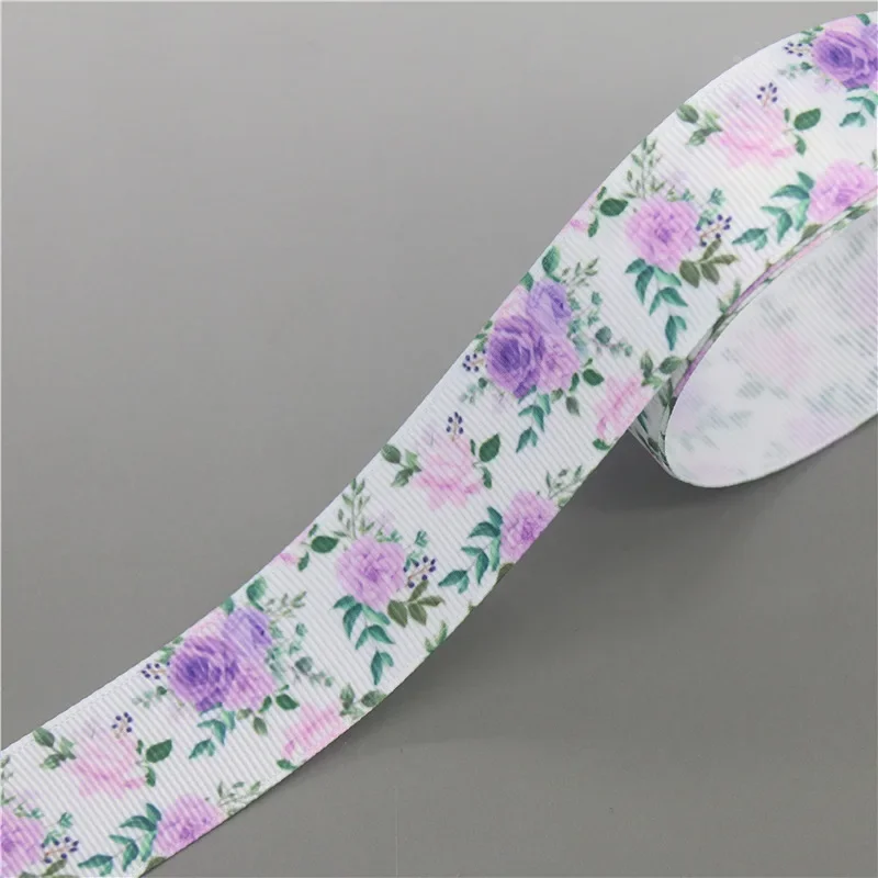 22mm 10yards Spring Flowers Printed Grosgrain Ribbon Accessories Headwear Decoration Collar DIY Sewing Craft B2403 ribbon decoration,ribbon supplies,grosgrain ribbon,sewing ribbon