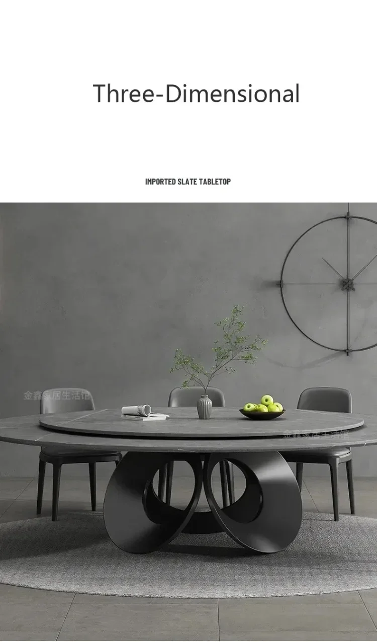 Modern Minimalist Household Light Luxury Rotary Table And Circular Dining Table Chair Combination Esstische Home Furniture