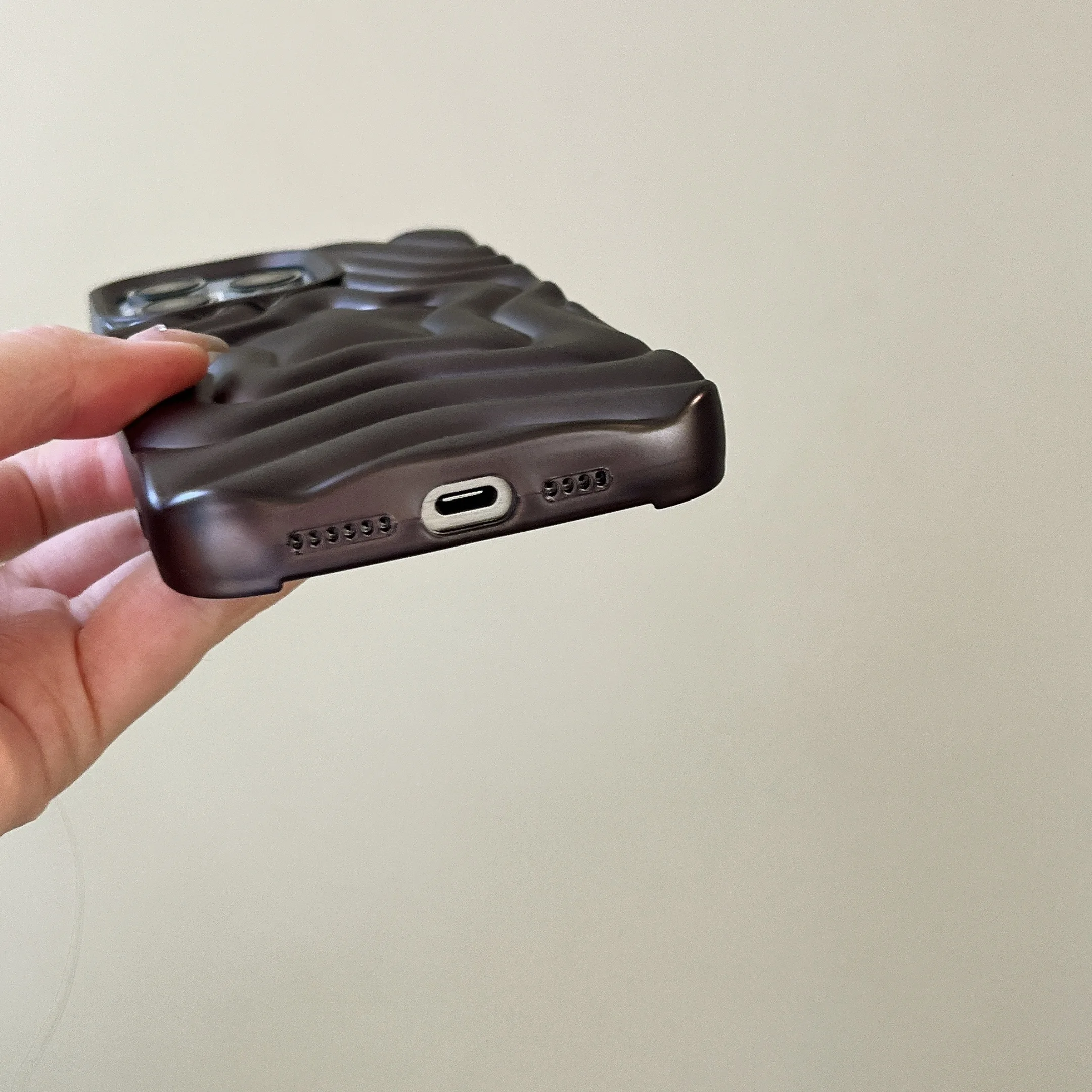 Gun Color Wave Pattern Shockproof Solid Phone Case with 3D Star Ripples Design