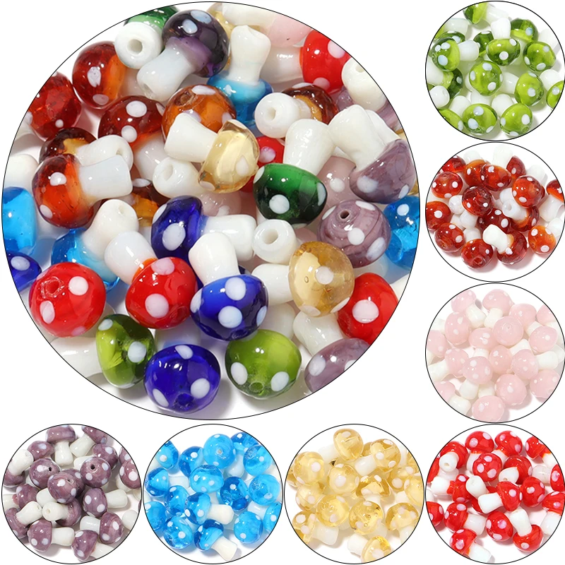 10pcs/Lot 16x12mm Lampwork Glass Mushroom Beads Colourful Loose Beads For  Jewelry Making DIY Necklace Bracelet Accessories - AliExpress