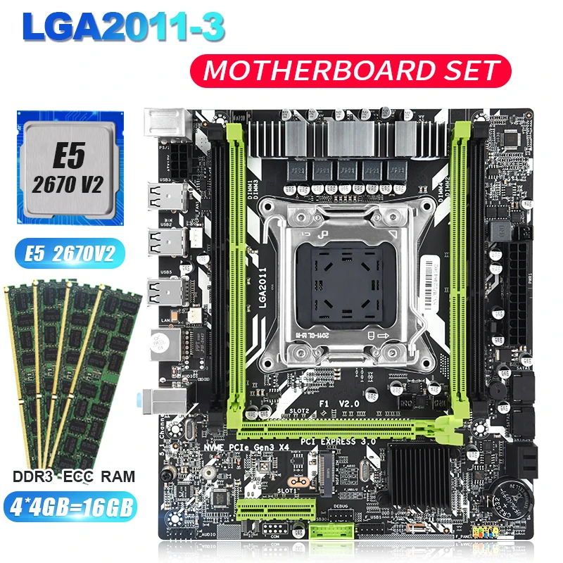X79 Motherboard Set With Lga2011 Combos Xeon E5 2670 V2 Cpu 4 X 4gb = 16gb Memory Ddr3 Ram