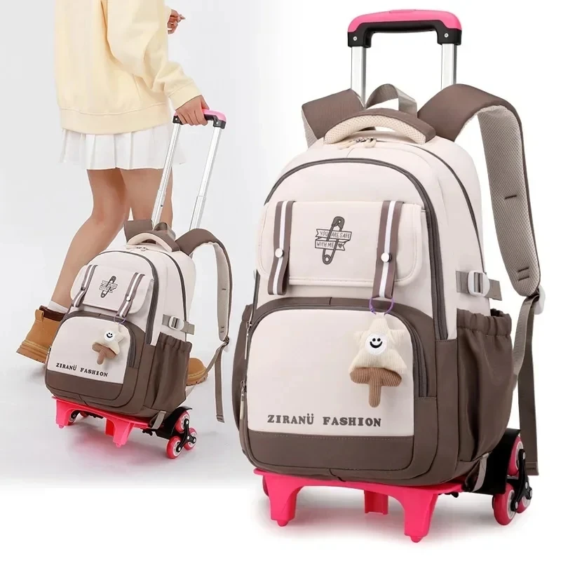 

with Wheels Rolling Backpacks for Trolley School Bags Girls Student Wheeled Backpack Travel Trolley Luggage Kids School Backpack