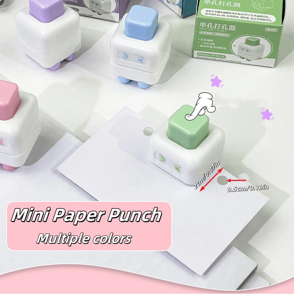 Single Hole Paper Hole Punch Small Mini Binder Punch Creative DIY Manual Circle Cutter Portable Binding Stationery Supplies